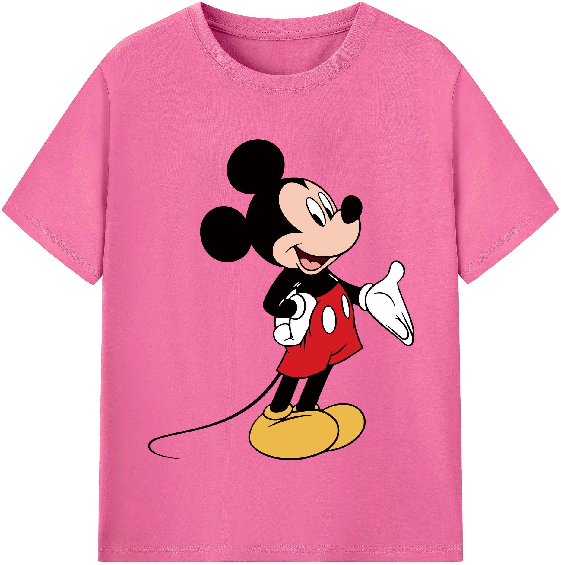 （画像用） ミッキーマウス Mickey Mouse レディースカジュアルプリントTシャツ（綿100％）